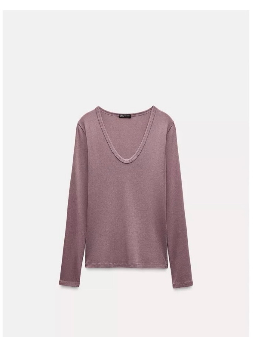 Zara Dusty Mauve V-Neck Long Sleeve Top